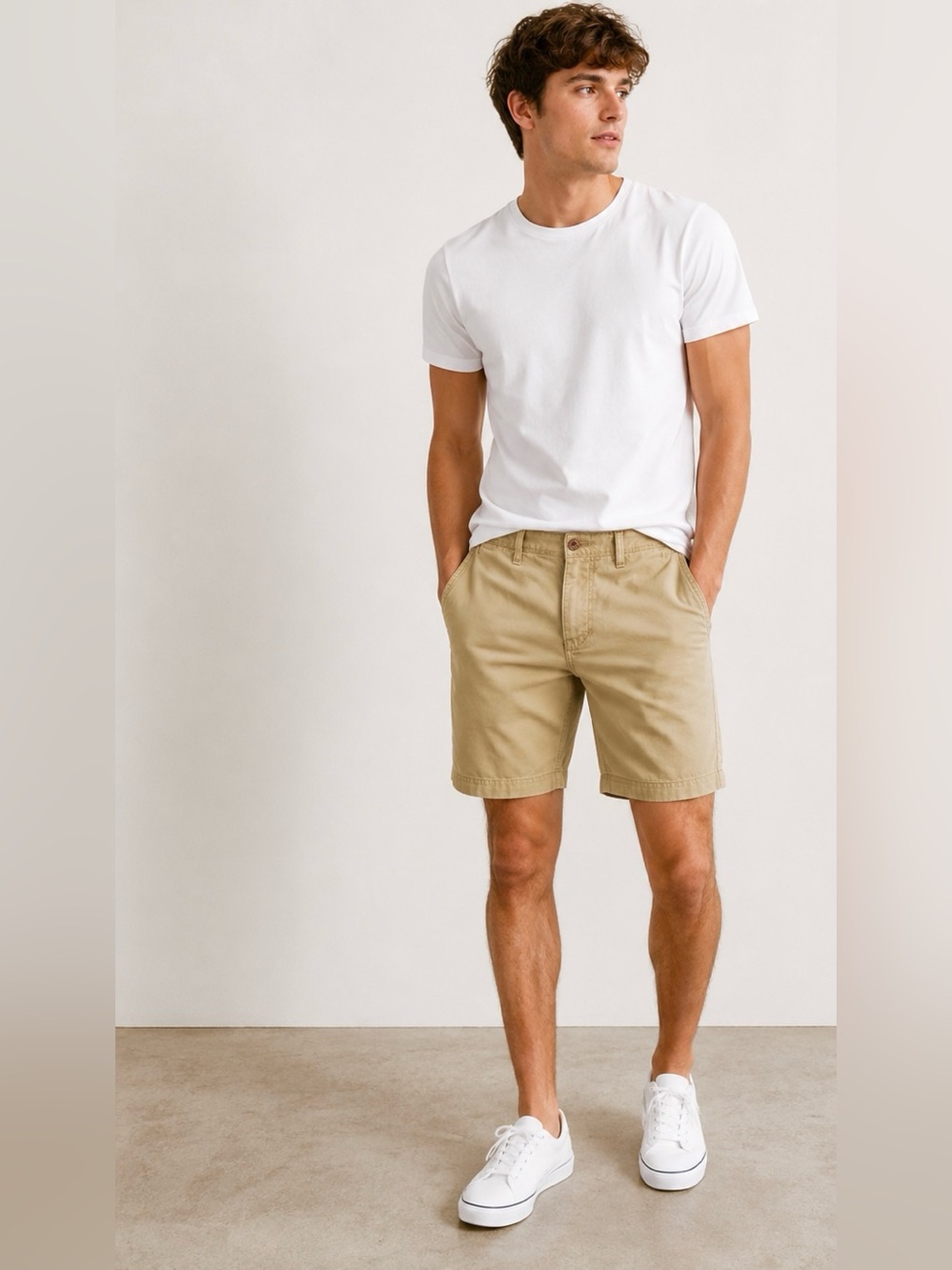 Abercrombie & Fitch Mens Size 29” Tan Chino Cotton Y2K 8” Inseam Shorts
